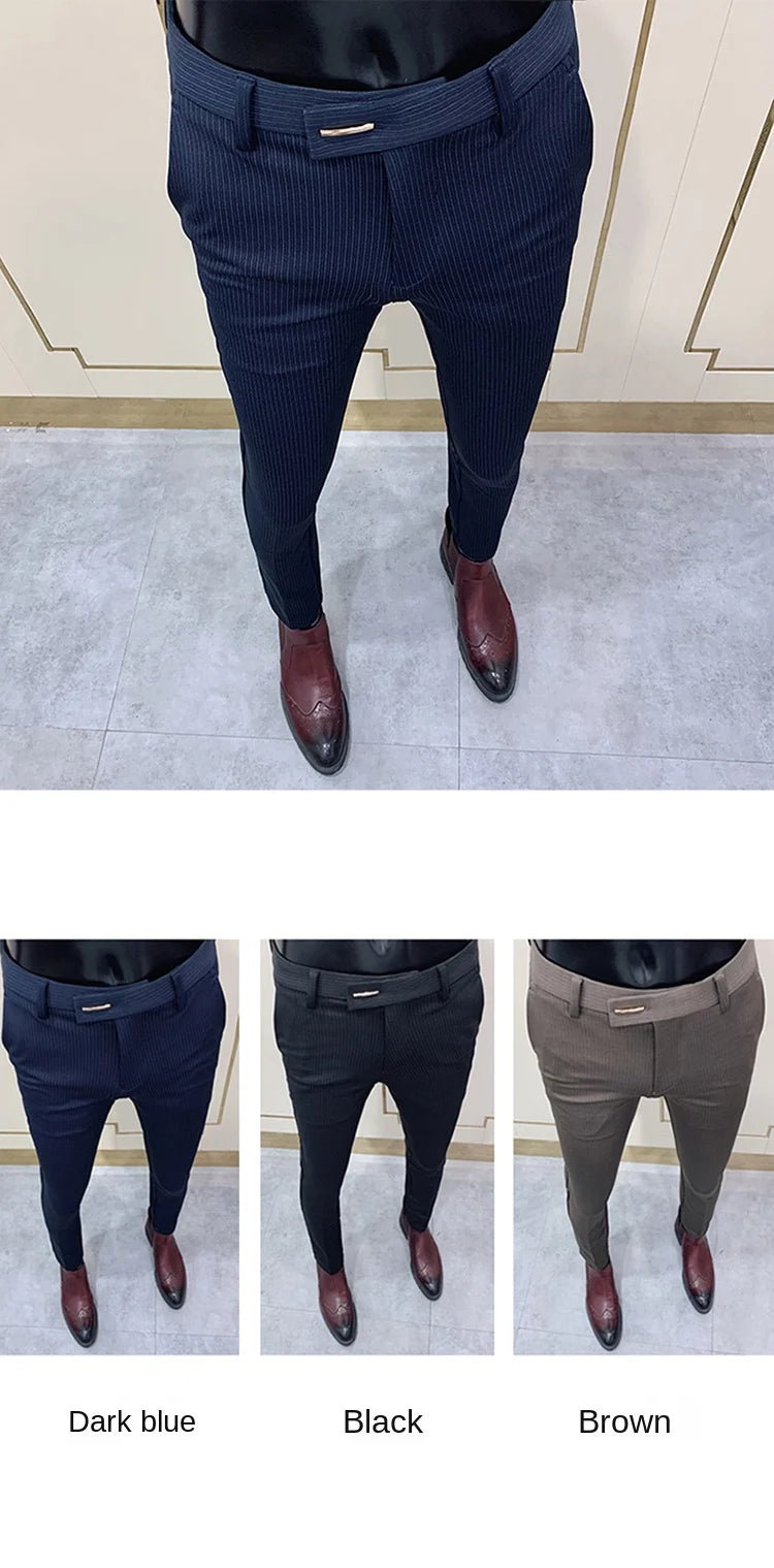 Men Suit Pants Formal Trousers Stretch Slim Pantalone Hombre Calça Masculina Solid Color Casual Dress Pants Fashion Men Clothing.