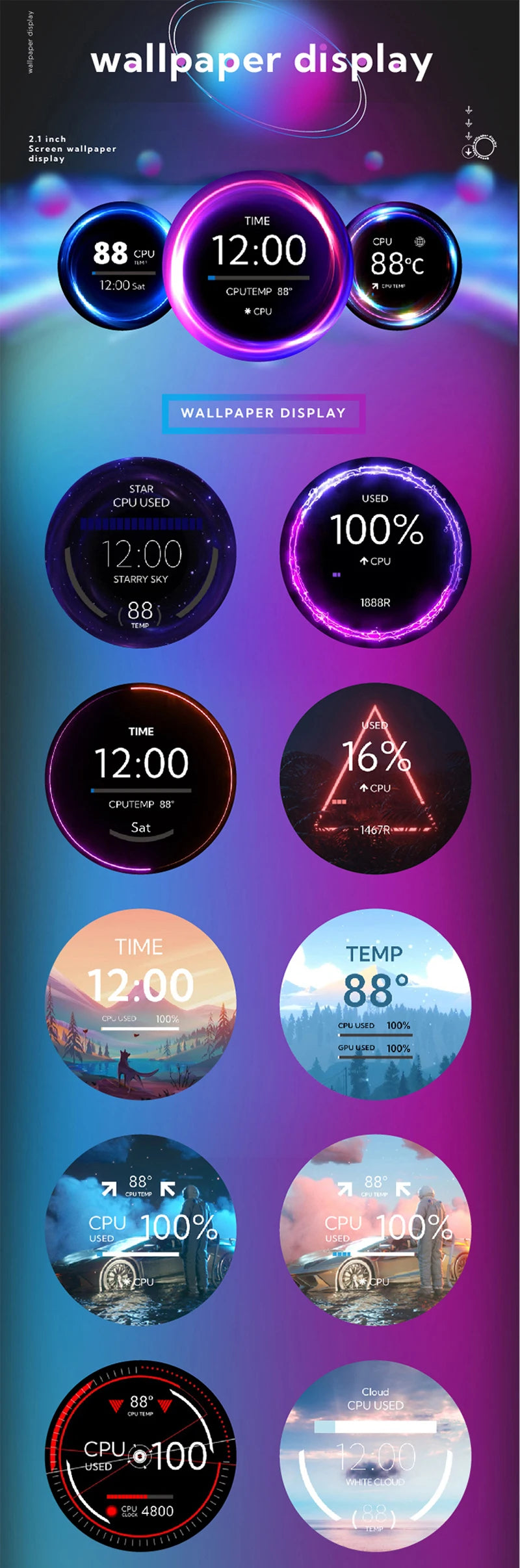 3.5 / 5 Inch IPS Type-C Secondary Screen Mini Computer USB Display CPU GPU RAM HDD Monitor with Holder Metal Case No Use AIDA64