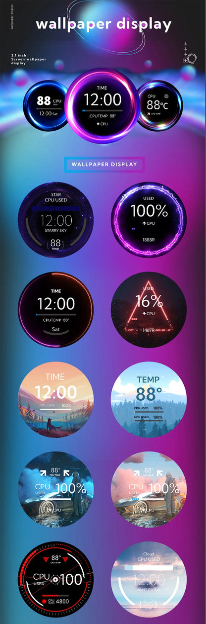 3.5 / 5 Inch IPS Type-C Secondary Screen Mini Computer USB Display CPU GPU RAM HDD Monitor with Holder Metal Case No Use AIDA64