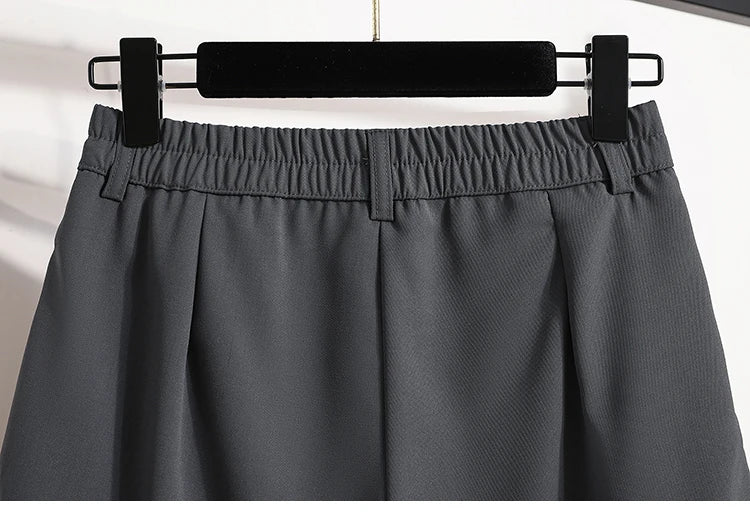 Women's A-Line High Waisted Wide Leg Short Pants Plus Size Casual Suit Shorts Summer 2025 Oversized Loose Five Quarter Pants