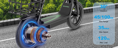 AOVOPRO EB1/EB1 PLUS 500W Electric Scooter 54.6V10.4Ah/22.5Ah Large Capacity Battery 45/100KM Long Range 35km/h 14Inch EScooter.