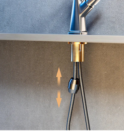 Hot and cold faucet bathroom sink vanity with pull-out function that can be raised and lowered 360º rotating mixing spray faucet