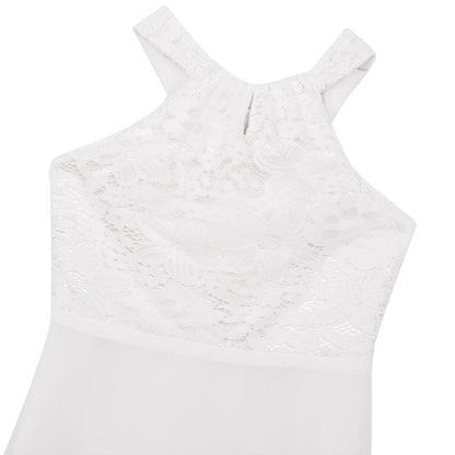 Sommer Mode Blume Mädchen Kleid Hochzeit Geburtstag Party Kinder Lange Kleid Vestido Elegante Halter Neck Floral Spitze Prinzessin Kleid