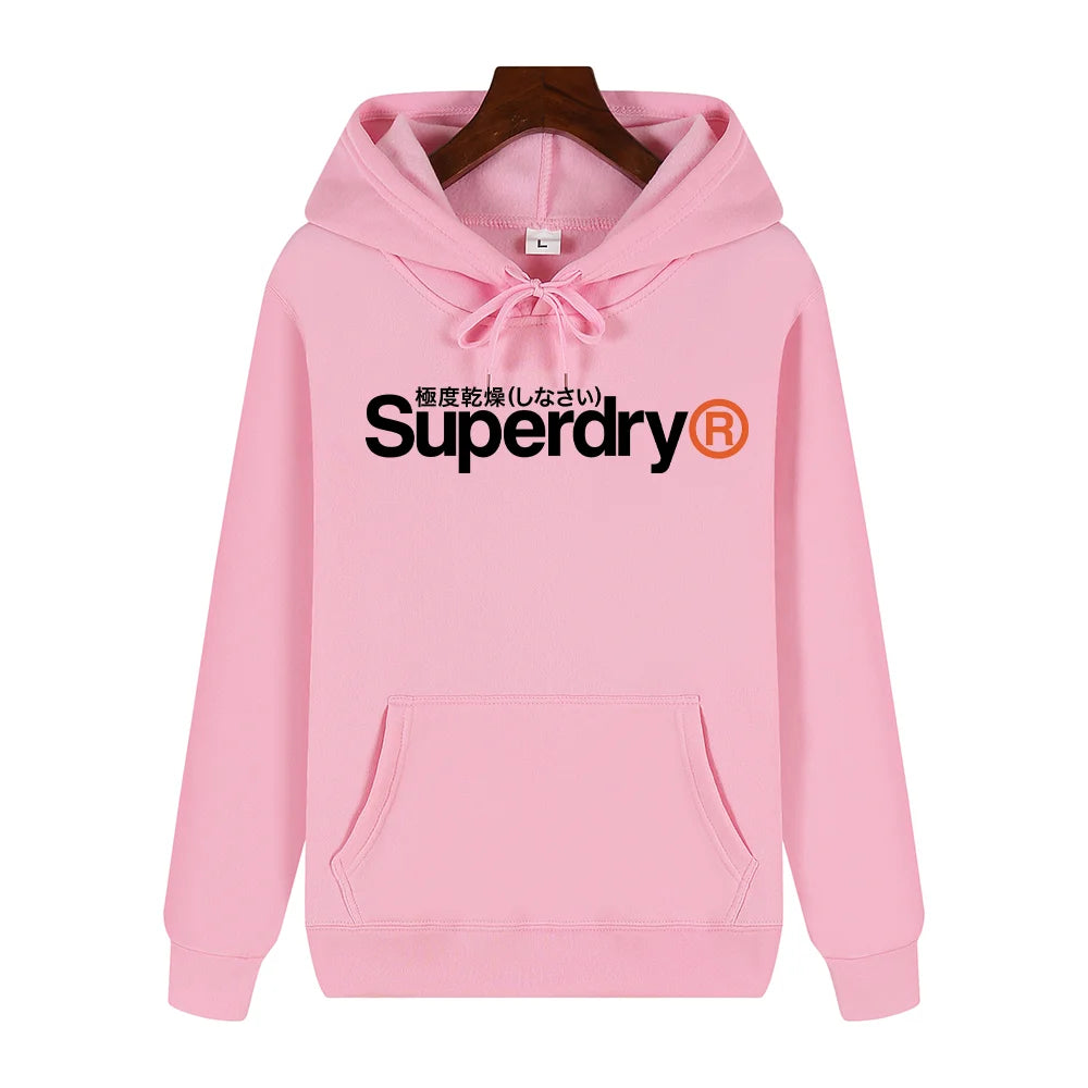 SUPERDRY Men's Autumn and Winter Fashion Brand Casual Hooded Sweatshirt Street Hip-hop Retro Sweatshirt Sports Men's Hoodie.