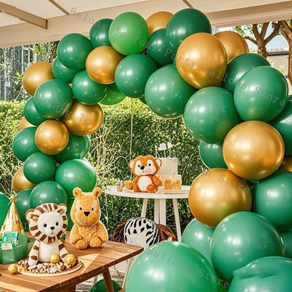 Dschungel Ballon Girlande Bogen Kit Grün Metall Konfetti Ballon Dschungel Safari Thema Party Geburtstag Dekoration Baby Dusche Globos.