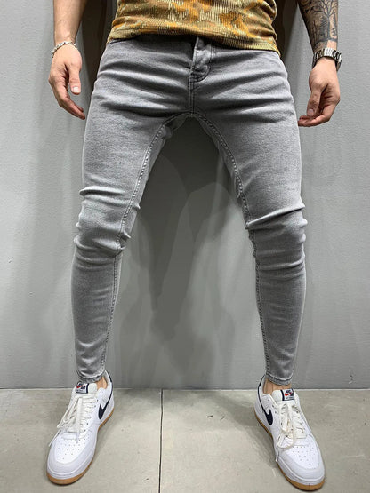 New Style of Denim Men's Jeans Cross-border Ins Trendy Black Slim High Waist Denim Pants Men
