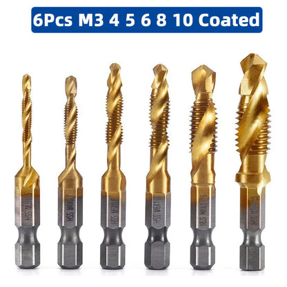 SIQICNC Schaft Titanbeschichtetes HSS-Schraubgewinde Metrisches Gewindebohrer Bohrer Schraubenmaschine Compound Tap M3 M4 M5 M6 M8 M10 Handwerkzeuge