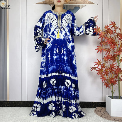 New Women Party Dress Dubai Muslim Summer Cotton Long Sleeve Collect Waist Boubou Maxi Islam Women Elegant Dress African Abaya