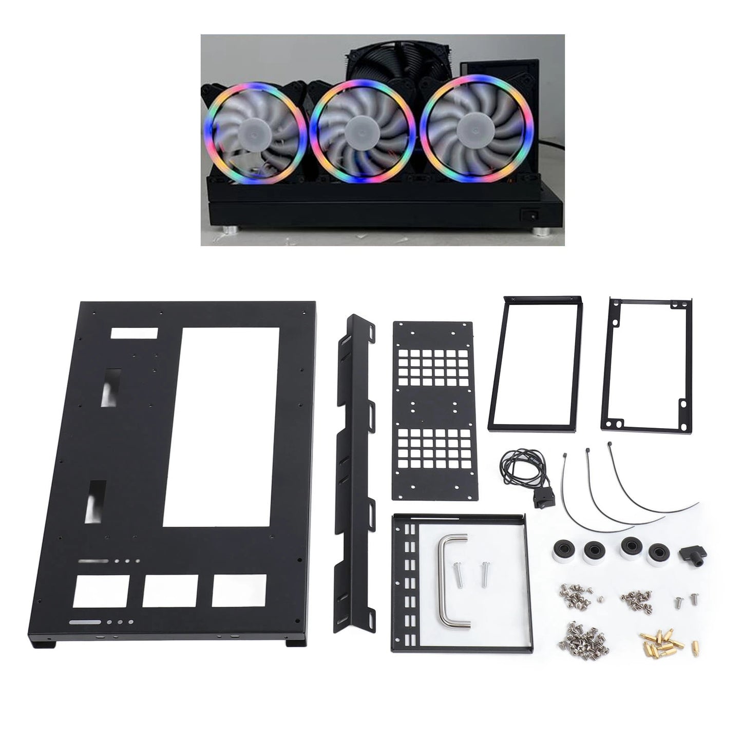 Computer Open Case Bracket Powerful Cooling Heat Dissipation Steel Plate DIY Computer Motherboard Case Rack for ATX M ATX ITX.