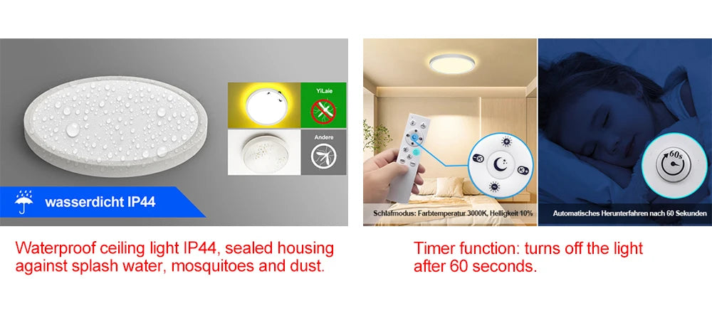 220V LED Deckenleuchte dimmbar mit Fernbedienung 24W 2700LM RGB 3000K-6500K runde Deckenleuchte für Wohnzimmer Schlafzimmer.