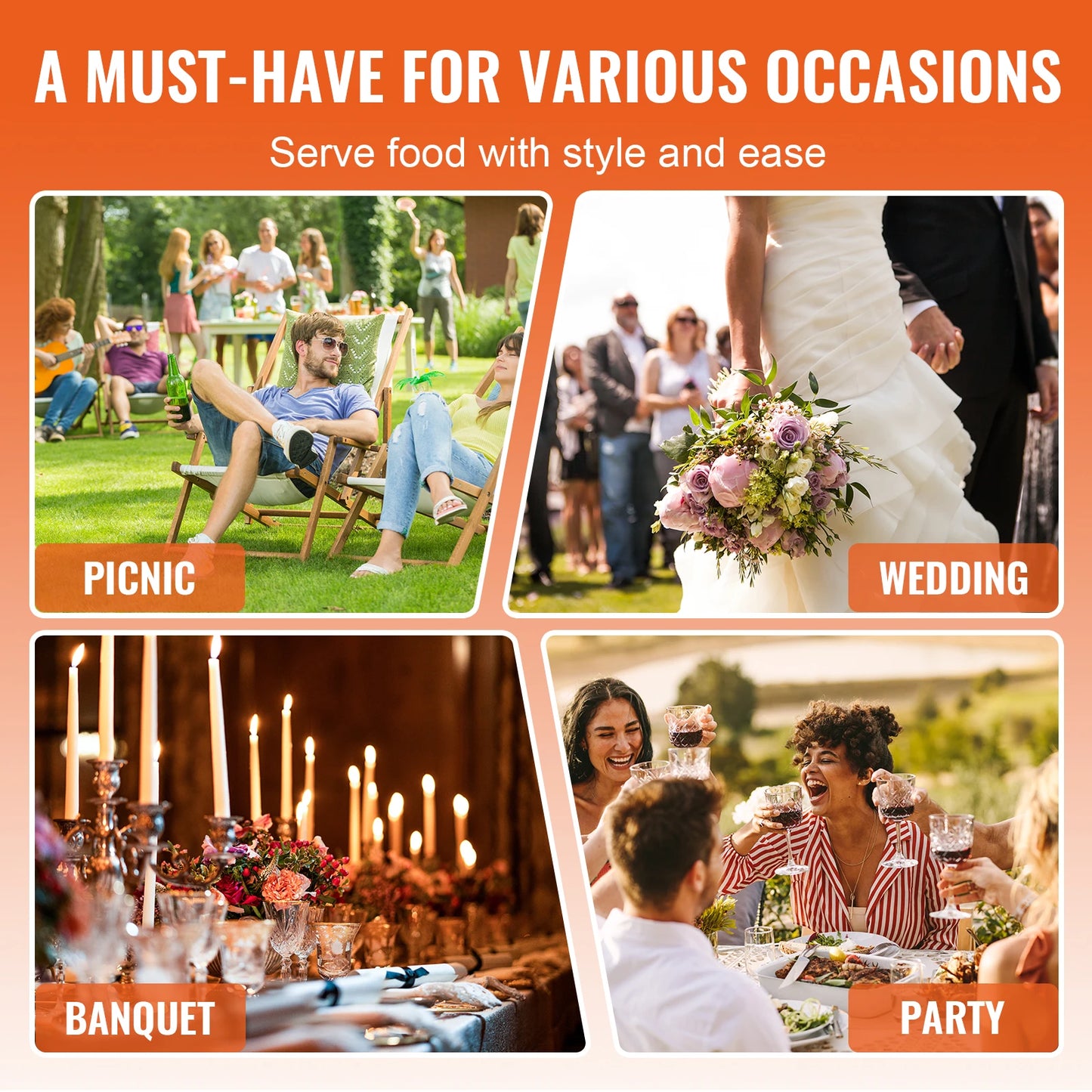 SucceBuy Roll Top Chafing Dish Buffet Set 6 Qt 2 Pack Stainless Steel Chafer with 2 Full Size Pans Round Catering Warmer Server.