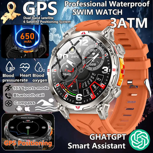 2025 GPS Sports Smart Watch GPT AMOLED 1.56 inch 488 * 488 Heart Rate Blood Oxygen Blood Pressure Monitoring 3ATM Smartwatches.