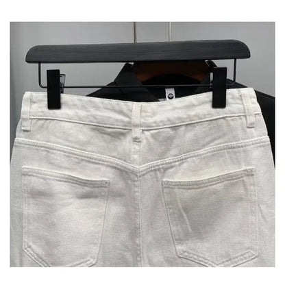 New Men's Denim Shorts Trendy Solid Color Ripped Slim Fit High Waist Elastic Waist Breathable Quick Dry Cotton Pants.