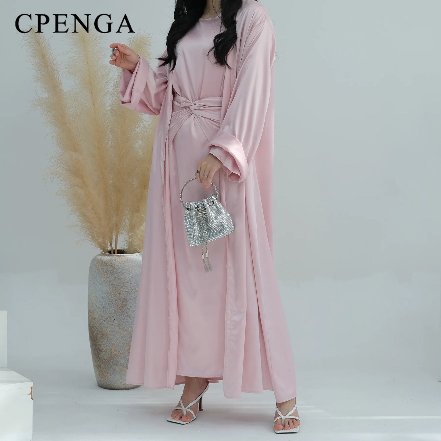 Middle Eastern 3-Piece Islamic Clothing Set for Women Ramadan Dubai Modest Abaya Muslim Hijab Dress 2025 Plain Turkey Kaftan.