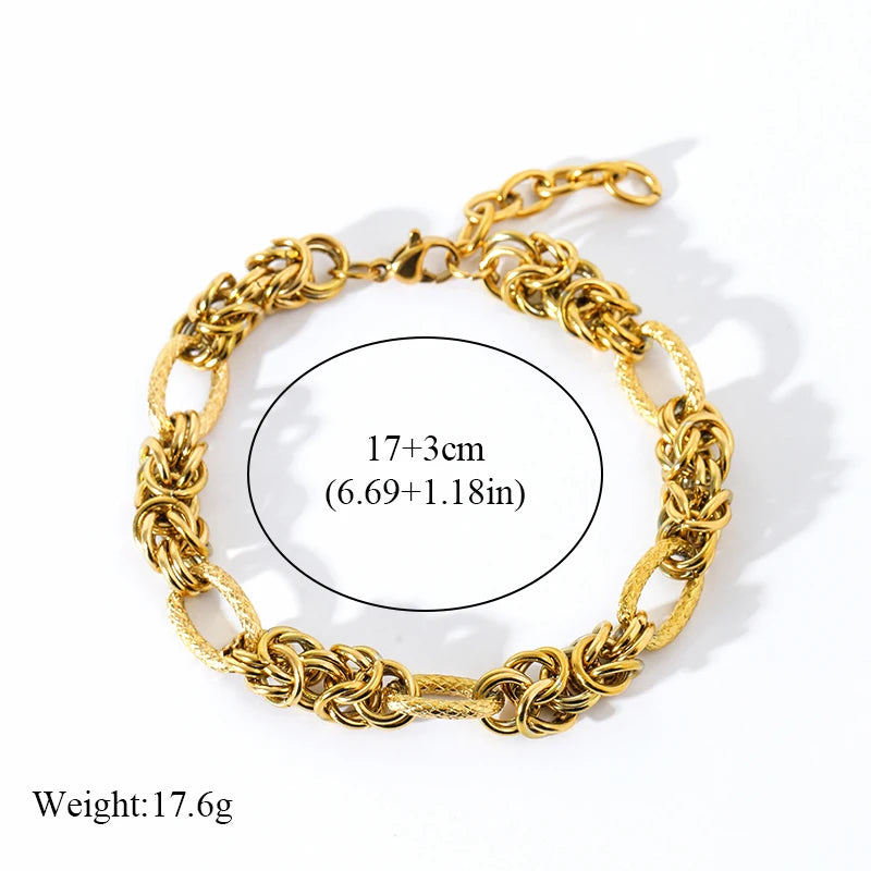 EILIECK 316L Stainless Steel Twisted Bracelet Bangles For Women Trendy 18K Gold Plated Wrist Chain Waterproof Jewelry Gift Party.