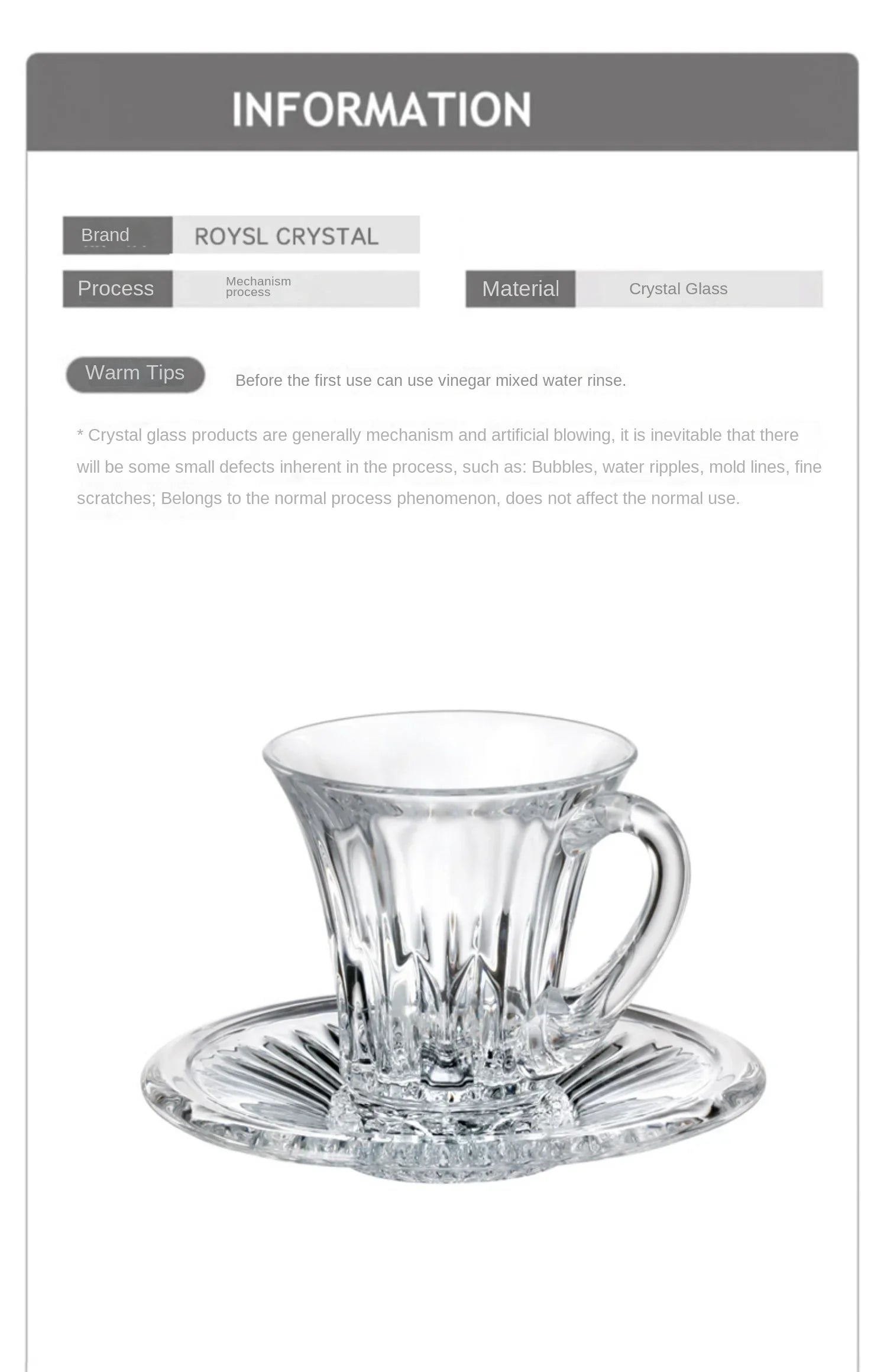 Crystal Glass Cappuccino Hot Drink Coffee Cup Simplicity Household Creative Transparent Flower Tea Hot Drink Cup and Saucer Set.