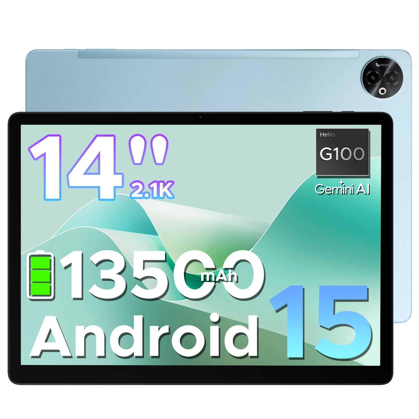 Doogee Tab E3 Max 2 in 1 Tablet Pc 14" 2.1K Display Android 15 32Gb (8+24) 256Gb 13500Mah Battery Qual Speaker Helio G100 Tablet