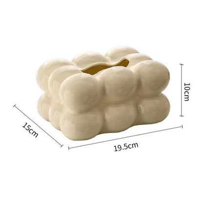 Geometry Tissue Box Cover Decorative Facial Tissue Holder Case Container for Bedroom Tissue Box Covers Rectangular Ceramic