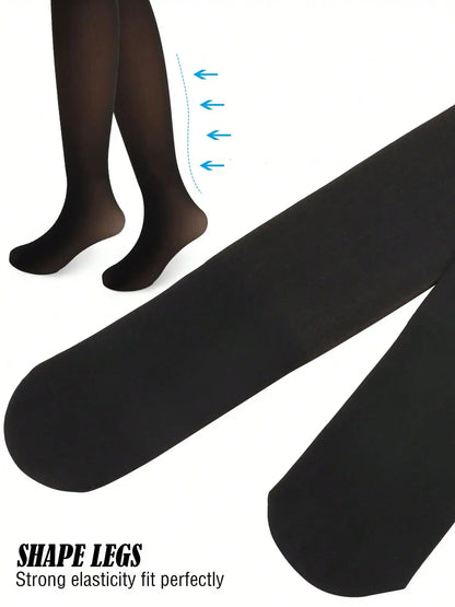 Luxtrada Womens Plus Size Thick Winter Tummy Control Fleece Lined Sheer Tights Fake Translucent Warm Leggings Thermal Opaque