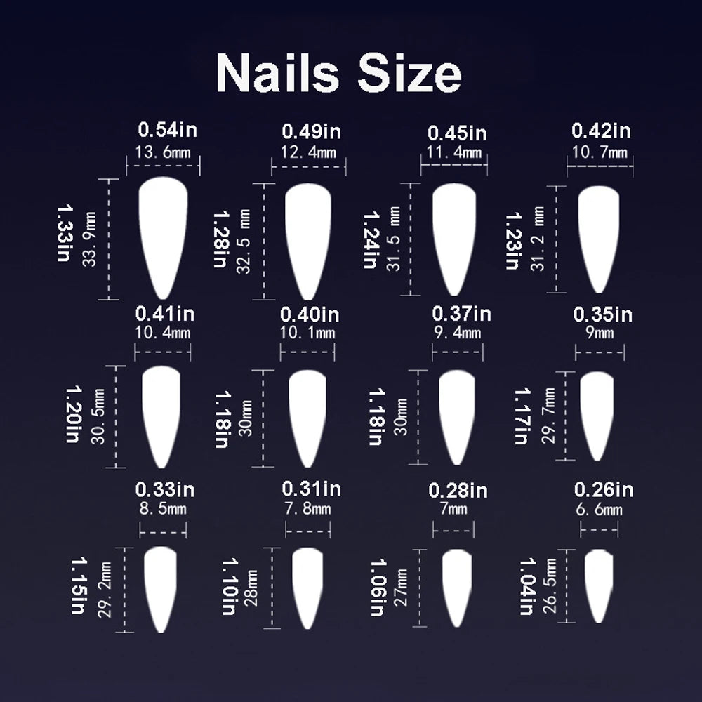 24pcs/set Medium long square fake nails for women girls cute heart flowers feather butterfly design press on false nail art tips.