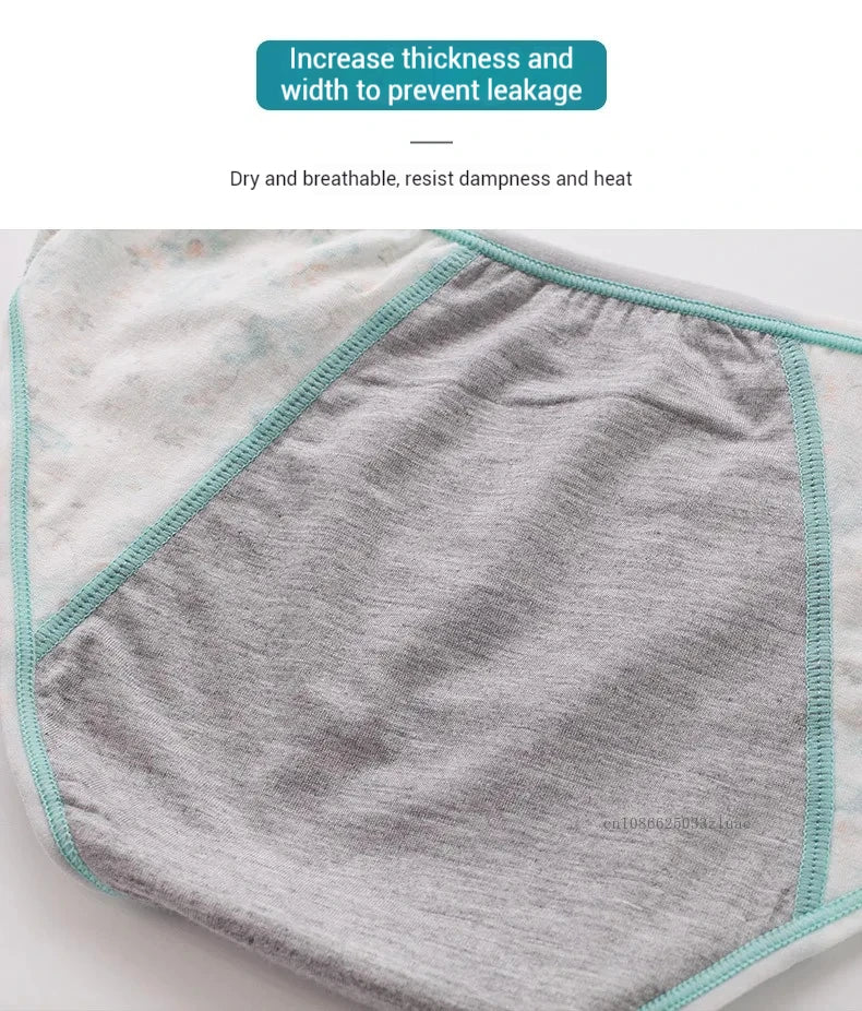 Menstrual Panties Leakproof Ladies Menstrual Pants Women's Cotton Briefs Teenager Student Mid Waist Panties for Menstruation.