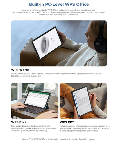 DOOGEE Tab G6 2 IN 1 Smart Tablet PC 11'' Screen Android 15 30GB RAM(6+24) 256GB ROM 8000mAh Battery Dual Speakers Widevine L1