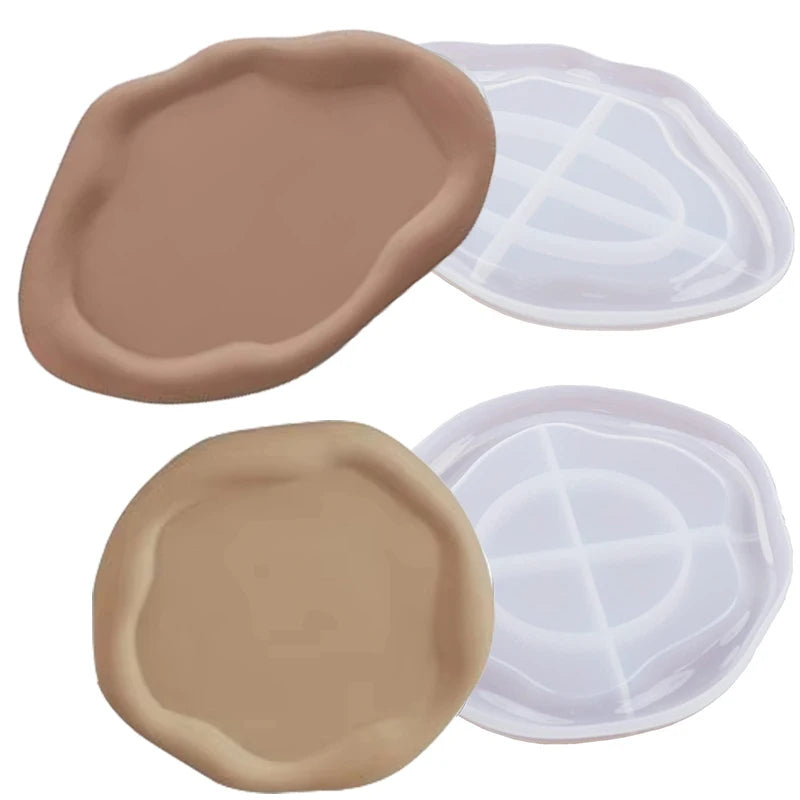 Creative Irregular Cloud Tray Silicone Mold Diy Oval Round Plaster Concrete Jewelry Storage Tray Home Decoration Casting Mold.