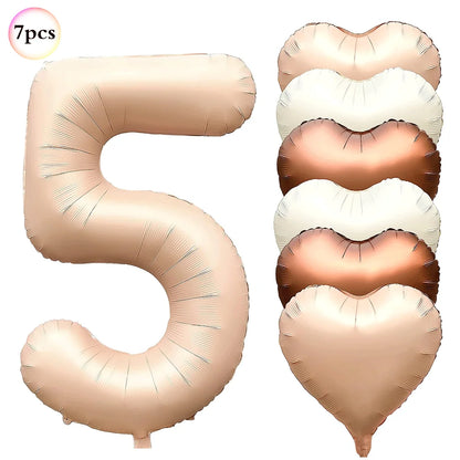 40in Cream Big Number Balloon 18in Three Color Love Foil Helium Balloons Aldult Birthday Set Boys Girls 1st Birthday Decorations