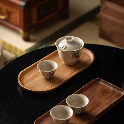 1PC Wooden Serving Trays Oval Wood Tray Platters for Serving Food Dishes Dinner Plates Solid Wood Round Dessert Plate.