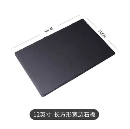 Japanese And Korean Style SLATE Plate Dessert Sushi Flat Western Food Black SLATE Plate Tableware.