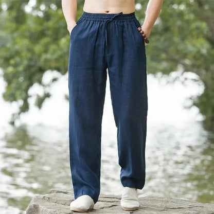 Men's Beach Pants Joggers  Streetwear Cotton Linen Sweatpants Casual Pants Hawaiian Vacation Loose Summer Long.