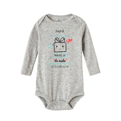 Papa, ich bin dein Geschenk, Baby-Body, Spanien, Vatertag, Jungen- und Mädchen-Säuglingsspielanzug, langärmelig, warmer Overall, bestes Geschenk zum Vatertag.