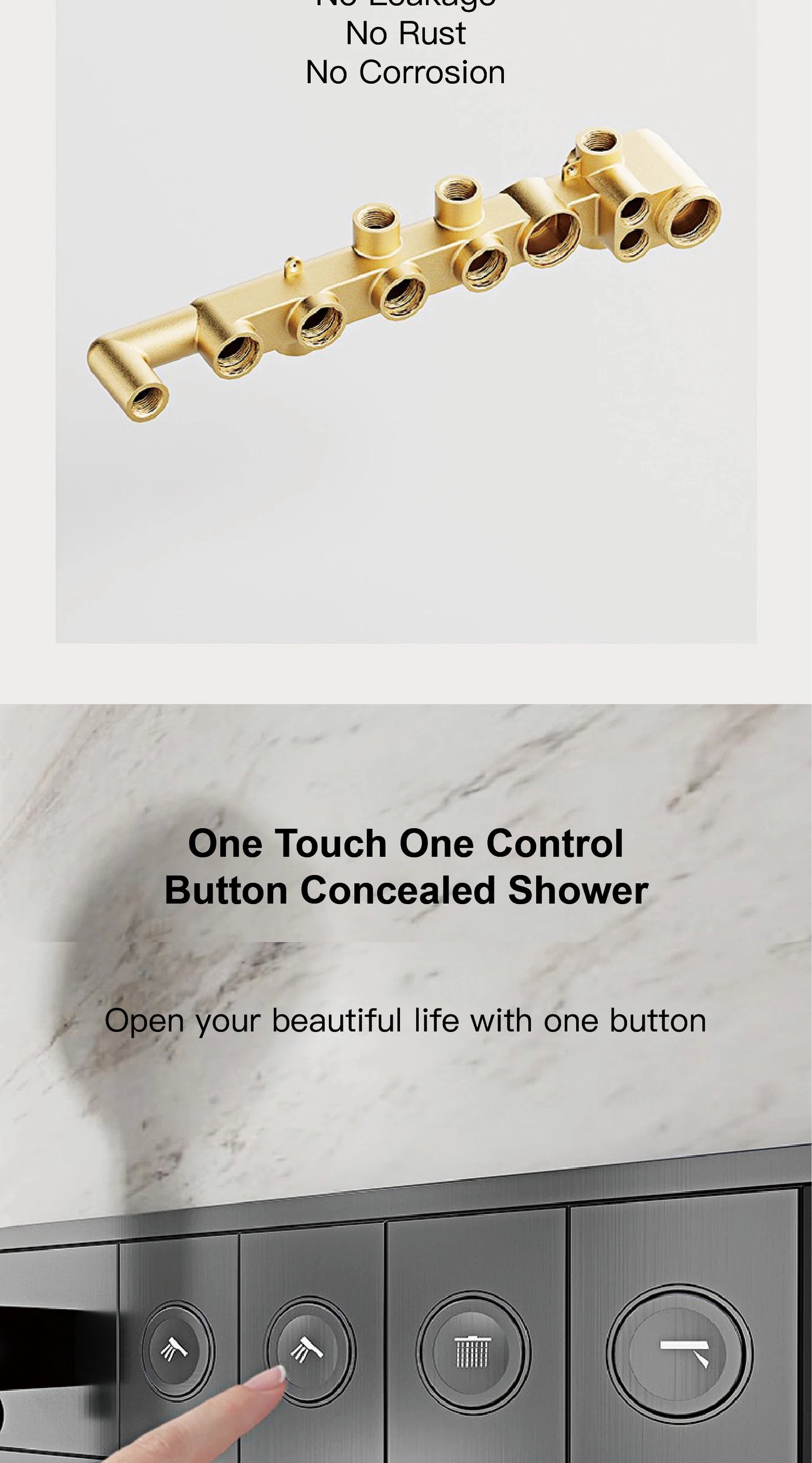 Deckenmontiertes thermostatisches LED-Digitalanzeige-Duschsystem. Eingebetteter Badmischer aus Messing im Wasserfallstil für heißes und kaltes Wasser