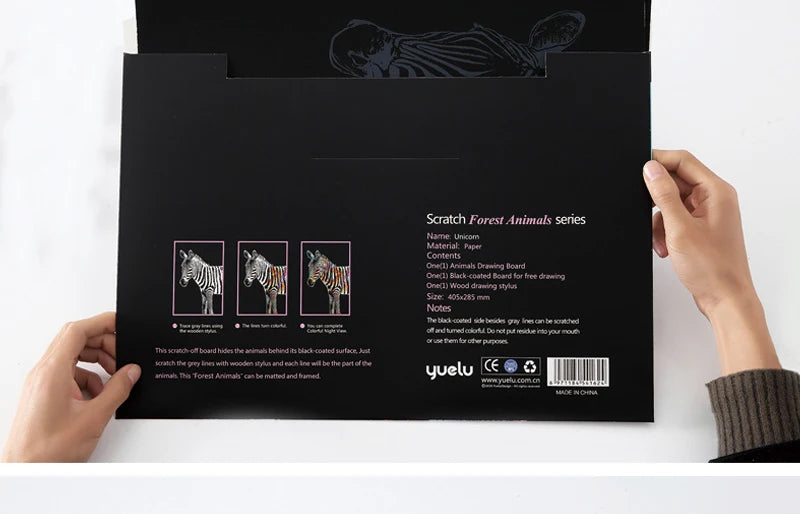 2 Sheets Animal Scratch Art Paper Set with Stylus DIY Rainbow Craft Lion Unicorn Cat Dog Painting Toy Creative Kids Adults Gift.