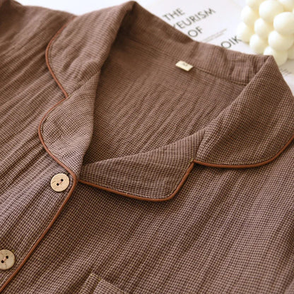 2025 New Spring Couple's Pajama Set 100% Cotton Long Sleeve Long Pants Two Piece Set for Men and Women's Home Furnishings.