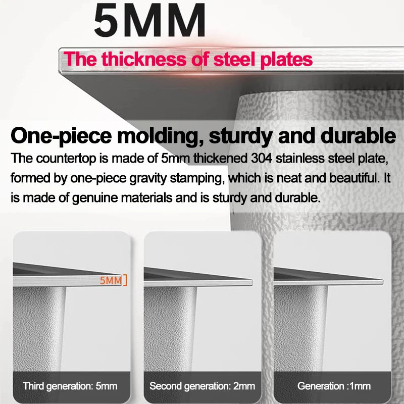 Extra Thick 5.0mm Kitchen 304 Sink, Whale Sink, Stainless Steel Large Single Sink, Waterfall Sink, Thickened Dish Sink