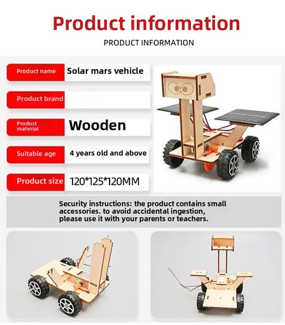 Solar Car Lunar Exploration Vehicle Children's Diy Hand-Assembled Model Diy 3d Wooden Puzzle Science And Education Toys.