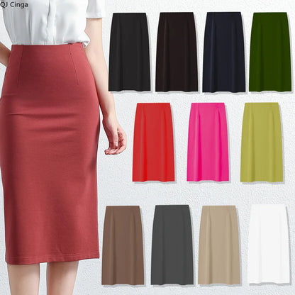 Women's Professional High Waist Long Pencil Skirt, Slim Fit Black Hip-hugging Skirt for Office Commute.