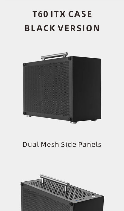 METALFISH T60 Mini ITX Black Case 9L Gaming Computer Chassis Compact transparent PC Support SFX PSU/300mm GPU.