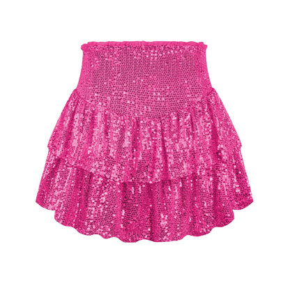 Dresses 2025 Woman Summer New Fashion Sequined Skirt Sequined Sexy Solid Color Pleated Skirts Y2k Woman Clothing.