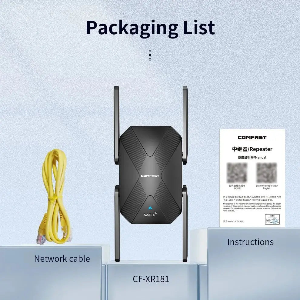 COMFAST 1500Mbps WiFi6 Repeater WIFI Extenders WiFi Router Signal Booster AX1500 2.4G 5.8G Wifi6 Long Range Amplifier 100M RJ45.