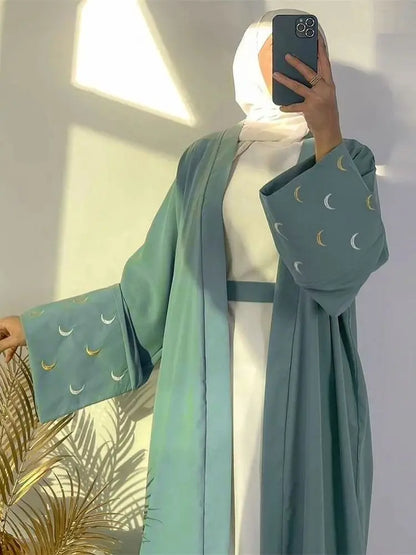 Ramadan Abayas For Women Moon Embroidered Kimono Abaya Dubai Luxury 2025 Islam Muslim Kaftan Modest Dress Kebaya Damen Caftan.
