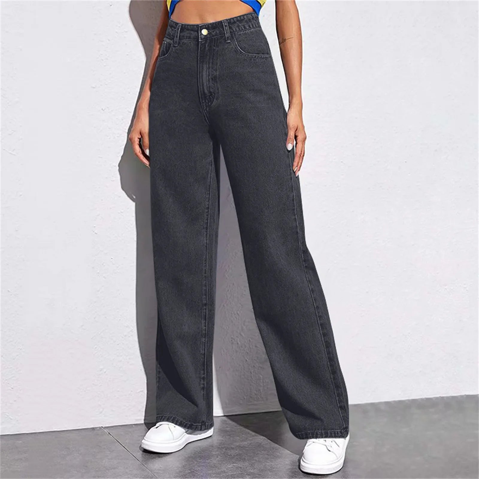 High Waist Loose Fit Straight Leg Jeans Women's Casual Summer New Style Cross-Border EBay Denim Pants High Waist Jeans.