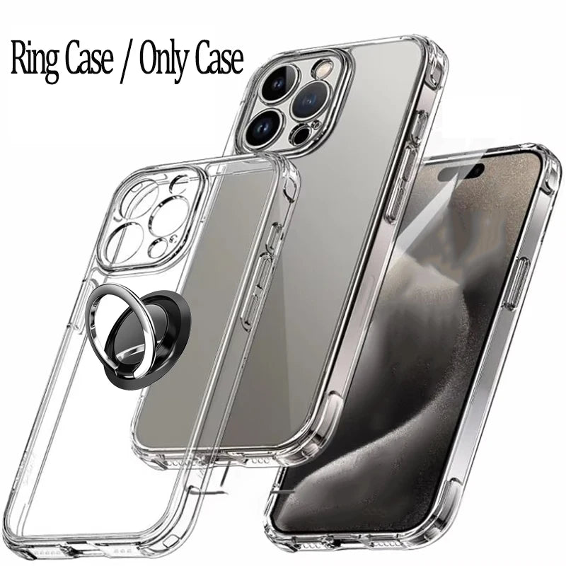 For iPhone 17 16 15 Pro Max Phone Case For iPhone 16 15 14 13 Mini 12 11 Pro Transparent Case iPhone16 Plus Cover.