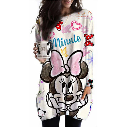Frauen Frühling und Herbst Neue S-3XL Große T-shirt Einfarbig Lange Hülse Lose Disney der Mickey Maus Casual Harajuku Taille t-sh
