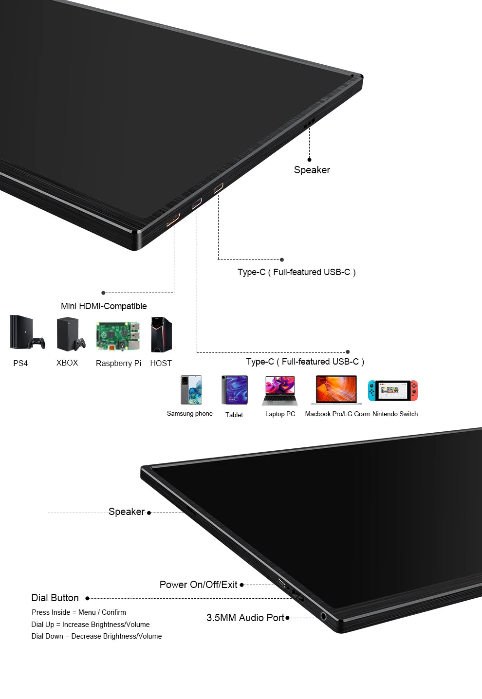 ZEUSLAP 16" 2.5K 144hz Portable Monitor 2560*1600 16:10 100%sRGB 500Cd/m²  Travel Gaming Display for Laptop Switch ps4 ps5 Xbox