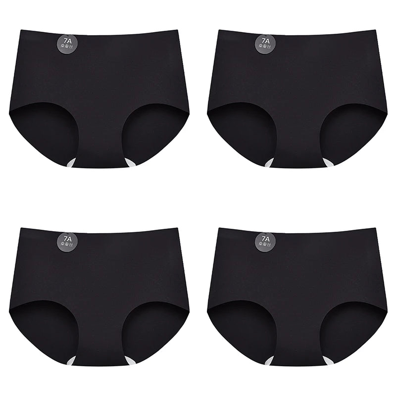 FalllSweet 4PCS Seamless Panties for Woman Ice Silk Underwear Soft Thin Briefs Women's Underpants Fashion Sexy Female Lingerie.