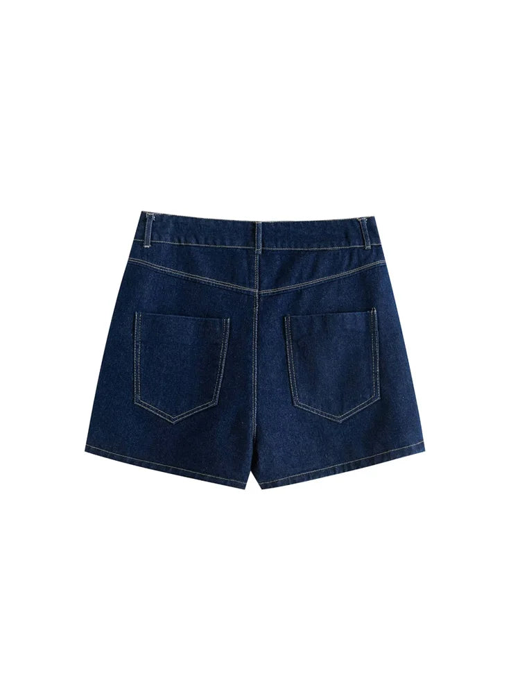 Women Fashion With Pockets Wrap Denim Shorts Skirts High Waist Zipper Fly Female Skort Mujer.