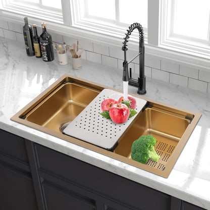 Gold 30 × 18 × 9 Inch 304 Stainless Steel Sink Undercarriage Kitchen Sink Stainless Steel Sink For Restaurants Dessert Shops Etc