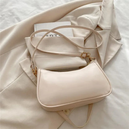 Vintage Style Handbag Crossbody Bag, Gold Letter 'M' Design Pu Leather Shoulder Messenger Bag, Synthetic Leather Tote Bag, Purse